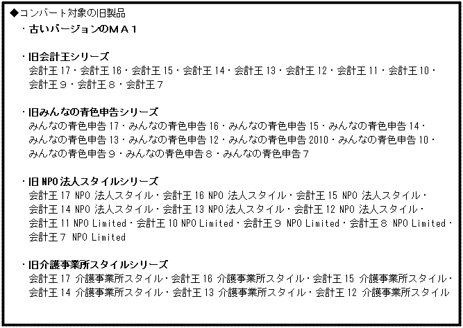 Ｑ．会計王７シリーズ以降の旧製品で作成したデータを１期ずつＭＡ１へ